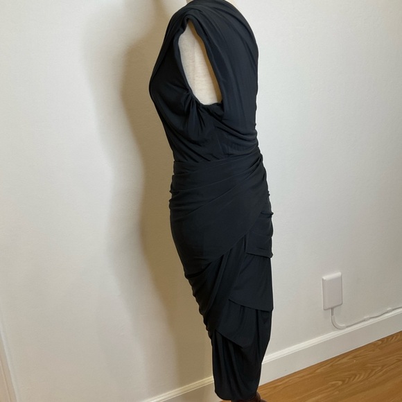 Alexander Wang Draped Ruched One Shoulder Dress Jersey in Black Size 8 - Picture 8 of 14